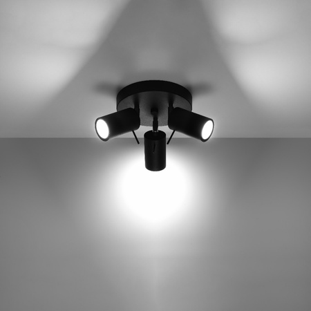 Stropní svítidlo RING 3xGU10 Reflektor Halogenové svítidlo Pohyblivé černé SOLLUX