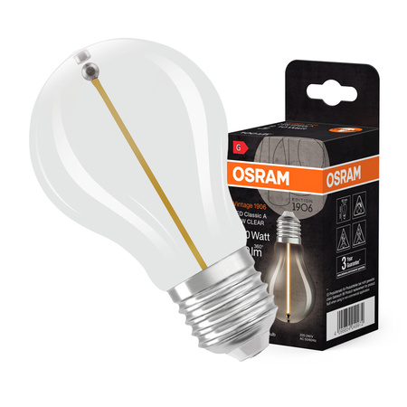 Dekorativní LED žárovka A60 E27 1,8W = 10W 100lm 2700K teplé 320° vlákno Vintage 1906 Osram