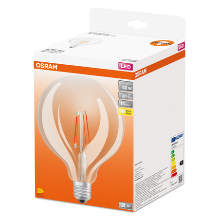 LED žárovka G125 Sphere E27 4W = 40W 470lm 2700K Warm 300° Retrofit Filament CLASSIC Osram