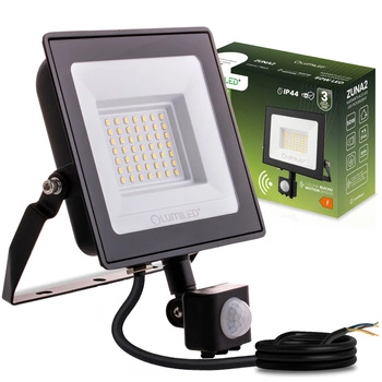 LED Reflektor snímač pohybu 50W, 4500lm 4000K IP44 Černá ZUNA2 LUMILED