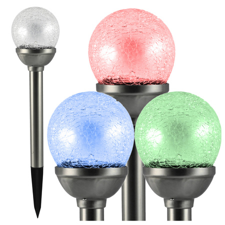 Zahradní LED koule se solárním pohonem Glass Inox 8 cm GOLDLUX (Polux)