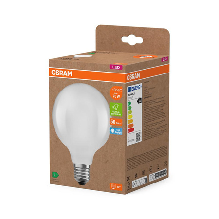 LED žárovka G95 Sphere E27 5W = 75W 1055lm 6500K Cold 330° Filament CLASSIC ENERGETICKÁ ÚSPORNOST Osram