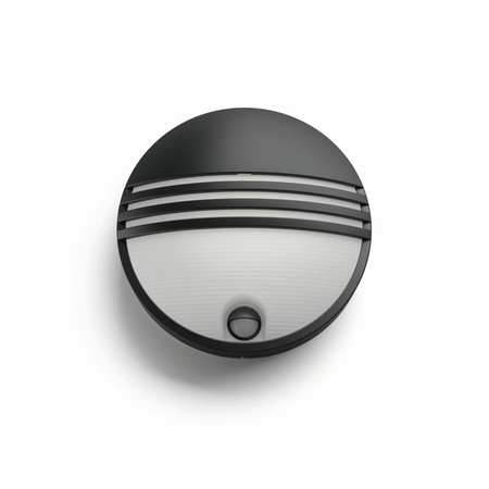 Zahradní lampa LED nástěnná lampa YARROW IR myGarden 6W 2700K IP44 kulatá s pohybovým senzorem černá PHILIPS