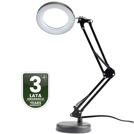 Stolní lampa LED 8W CCT Kreslící stolní lampa 3x zvětšovací sklo LUCA 2 Black LUMILED