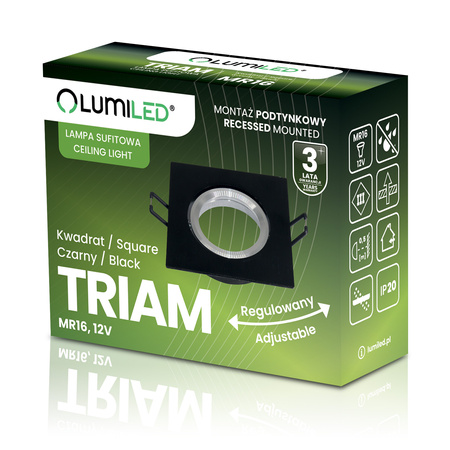 Halogenové stropní svítidlo Flush Mount Square Movable GU10 MR16 Black TRIAM LUMILED