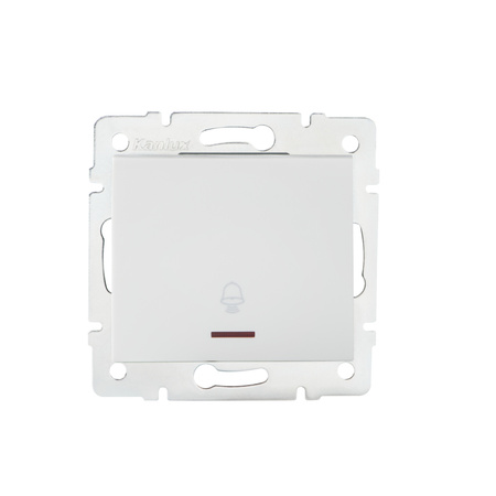 Spínač NO pro zvonek osvětlený 10A Square White LOGI Kanlux