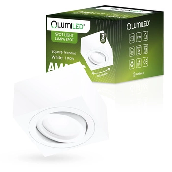 Povrchové Halogenové svítidlo GU10, SPOT TUBA 50mm Nastavitelná Čtvercová Bílá AMAT-S LUMILED