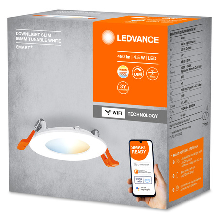 LED DOWNLIGHT 4,5W 240lm CCT 8,5cm SMART+ WIFI LEDVANCE panelové svítidlo pro zapuštěnou montáž