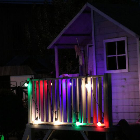 Venkovní zahradní girlanda světelný řetěz PARTY 5.6m 10xE27 barevný RGB 6W GOLDLUX (Polux)