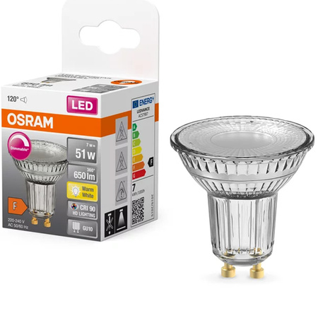 LED žárovka GU10 8.3W = 80W 575lm 2700K Teplá bílá 120° stmívatelná OSRAM SUPER STAR