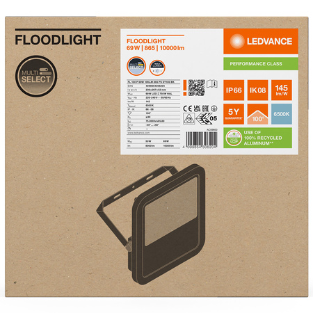 LED reflektor 69W 10000lm 6500K IP66 černý LEDVANCE reflektor