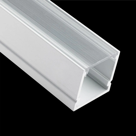 Povrchový Eloxovaný Hliníkový Profil pro LED KM38, Stříbrný 2m + Průhledná Krytka + Záslepky LUMILED