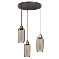Loft Závěsné stropní svítidlo Grid Black Hanging Plafond for LED 3x E27 Elongated