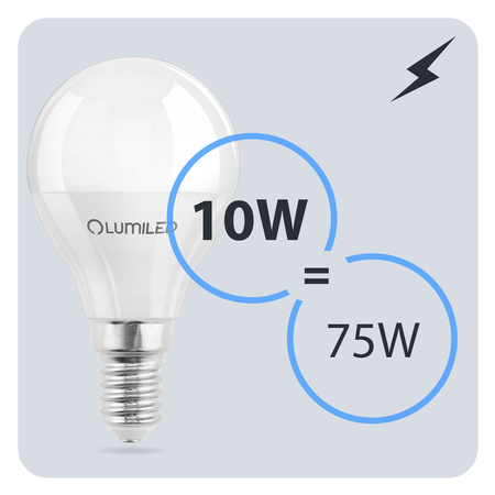 Žárovka LED E14, P40 10W = 75W 1055lm 6500K Studená bílá 180° LUMILED
