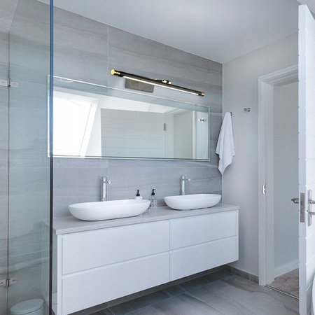 LED nástěnné svítidlo nad zrcadlo 12W 1440lm 4000K 160° černá zlatá 56cm Lappa Masterled