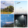 LED solární pouliční lampa černá 150W 6000K Studená bílá IP65 pohybový a soumrakový senzor + dálkové ovládání