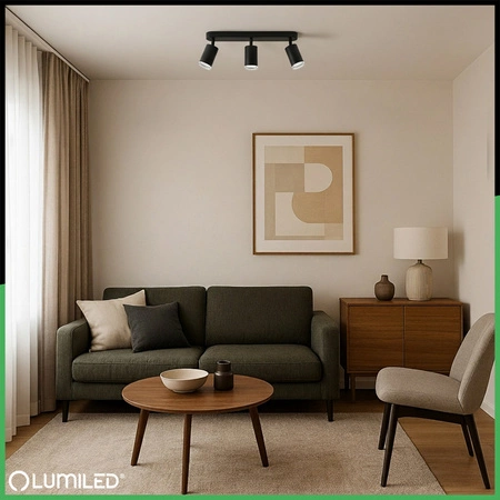 LED bodové stropní svítidlo 3x GU10 IP44 ADERO Black Lumiled