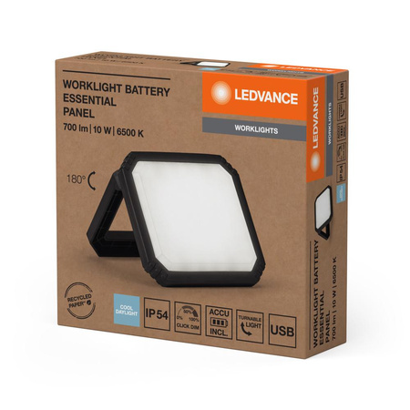 LED reflektor panelová lampa 10W 700lm 6500K studená baterie USB-C IP54 pracovní světla Ledvance