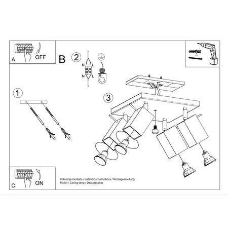 MERIDA 4xGU10 Reflektor Halogenový reflektor pohyblivý čtvercový 25x25 bílý SOLLUX