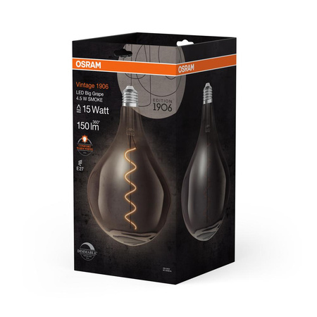 Dekorativní LED žárovka E27 ET165 4.5W = 15W 150lm 1700K Teplá bílá 320° vlákno Stmívatelné OSRAM Vintage 1906