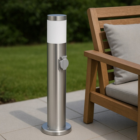 Venkovní zahradní lampa E27 SILVER SLOUP 65cm se zásuvkou 230V