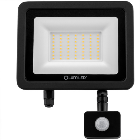 LED Reflektor snímač pohybu 50W, 5500lm 4000K IP65 Černá ZUME ALS LUMILED