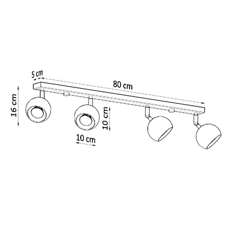 OCULARE stropní svítidlo 4xGU10 Reflektor Halogenové svítidlo Pohyblivé 80cm Černá SOLLUX