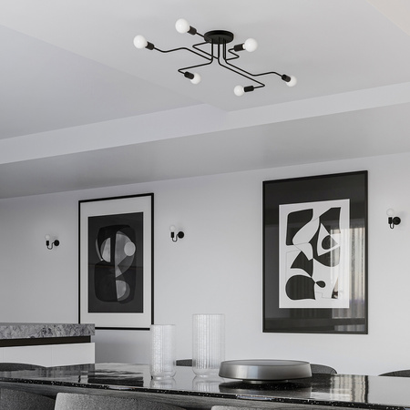 Stropní svítidlo VECTOR 4xE27 Lustr černý Industrial SOLLUX