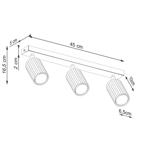 Reflektorové stropní svítidlo 3x GU10 Hliník Taupe Carbon Deep Space SL.1764 Sollux