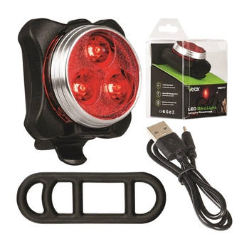Zadní světlo na kolo LED svítilna USB červená s dobíjecí baterií 4 světelné režimy VAYOX
