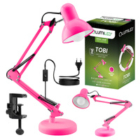 Stolní lampa na kreslení E27 TOBI Růžová Lumiled + držák na desku stolu