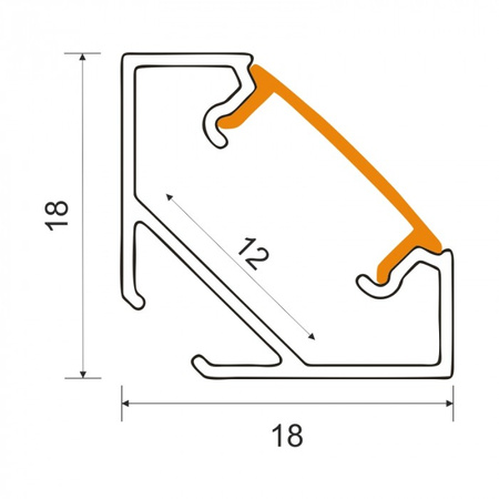 Hliníkový rohový LED profil Povrchová montáž černá 1m s matným difuzorem pro LED pásky + krytky Ecolight řady R