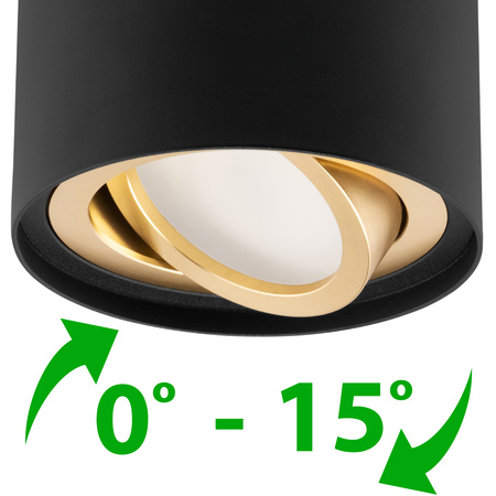 Povrchová montáž HALOGEN Spot Tuba Movable AMAT-L GU10 Round Black-Gold 115mm LUMILED