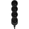 Síťový prodlužovací kabel Uzemněný napájecí pásek 4 zásuvky 3m Černý kabel Lendo Lumiled
