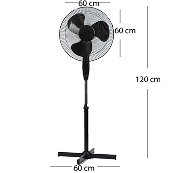 Podlahový ventilátor Stojanový ventilátor Cirkulátor 40W Černý tichý pokojový ventilátor