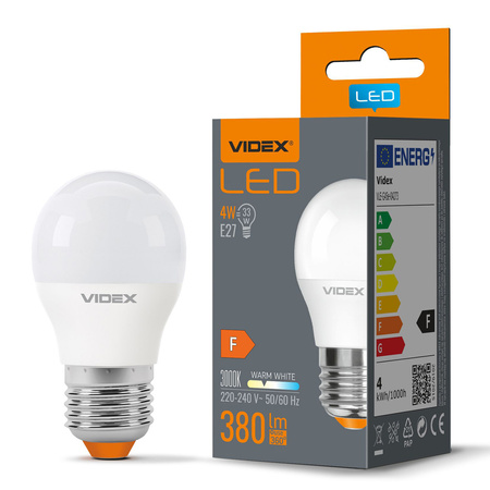 LED žárovka E27 G45 kapka 4W = 33W 380lm 3000K teplá bílá 240° Videx
