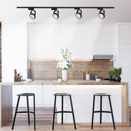 Osvětlovací lišta 1m + 2x reflektor lištový, GU10 AR111 Černá VICTUS LUMILED