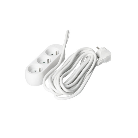 Síťový prodlužovací kabel Zástrčka 3 x uzemněná zásuvka Napájecí pásek 5m Bílá Linea Kobi