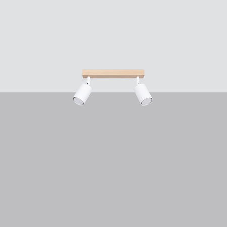 VERDO 2 2xGU10 Bílé dřevěné moderní stropní svítidlo SOLLUX