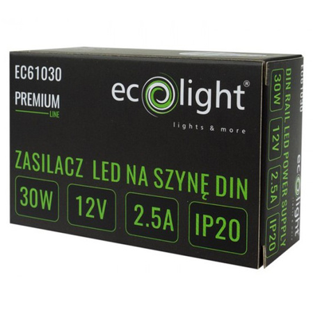 Napájecí zdroj LED na lištu DIN Premium Line 12V 30W Ecolight