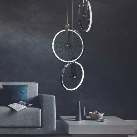 Ikonická závěsná LED STROPNÍ LAMPA 3x BICYKL 33W 3000K chrom GOLDLUX (Polux)