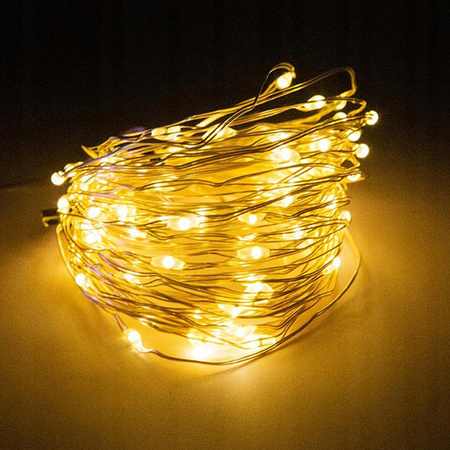 Zahradní solární girlanda okrasný světelný řetěz 200 LED 22m teplá bílá barva