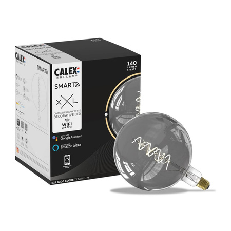 Dekorativní LED žárovka E27 G200 SMART WiFi 5W 140lm 2100K TUYA Filament CALEX Globe Smoke