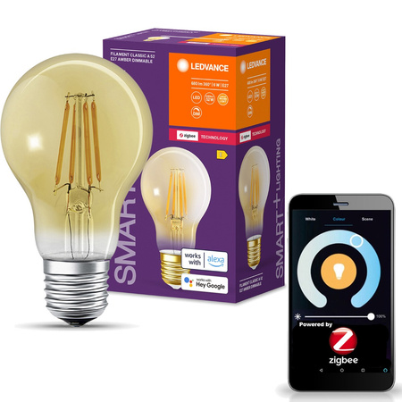 LED žárovka E27 A60 6W 680lm 2400K Teplá bílá Filament LEDVANCE SMART+ ZigBee Dimmable