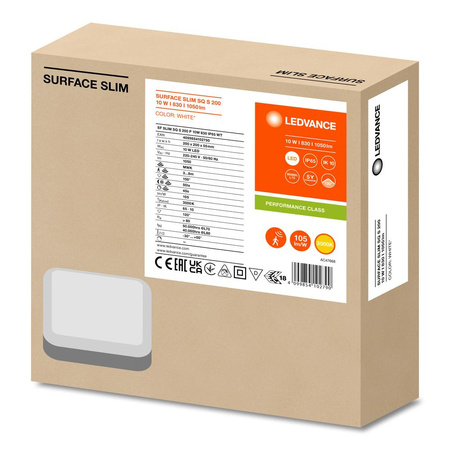 LED panelové stropní světlo 10W 1050lm 3000K teplá bílá se soumrakovým senzorem pohybu povrchově namontované bílé 20x20cm Surface Ledvance