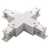 Čtyřnásobný křížový konektor pro třífázové přípojnice. bílý