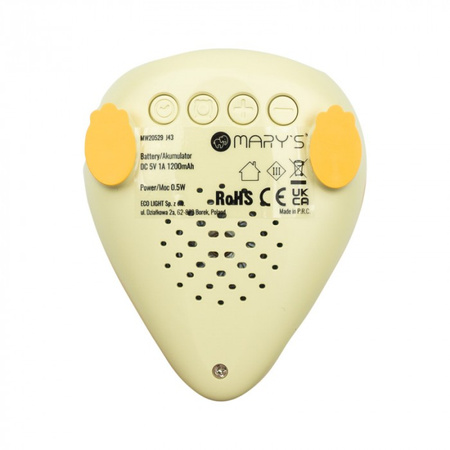 Dětský elektronický budík žlutý USB dobíjecí 1200mAh DINO MARY'S