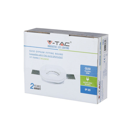 Stropní svítidlo zapuštěná montáž GU10 kulatá bílá VT-764 V-TAC