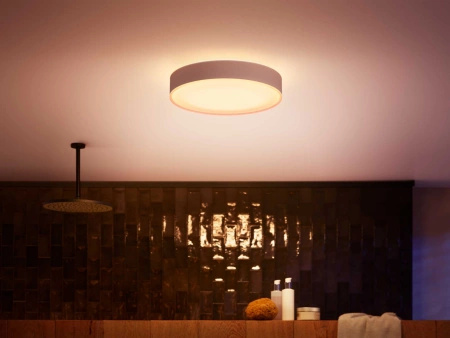 LED Plafond DEVERE Koupelnové stropní svítidlo bílé 19,2W 38cm IP44 CCT PHILIPS HUE Bluetooth + stmívač