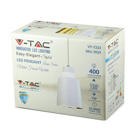Závěsná lampa 7W 3000K LED bílá ZÁVĚSNÁ SVĚTLA VT-7333 V-TAC